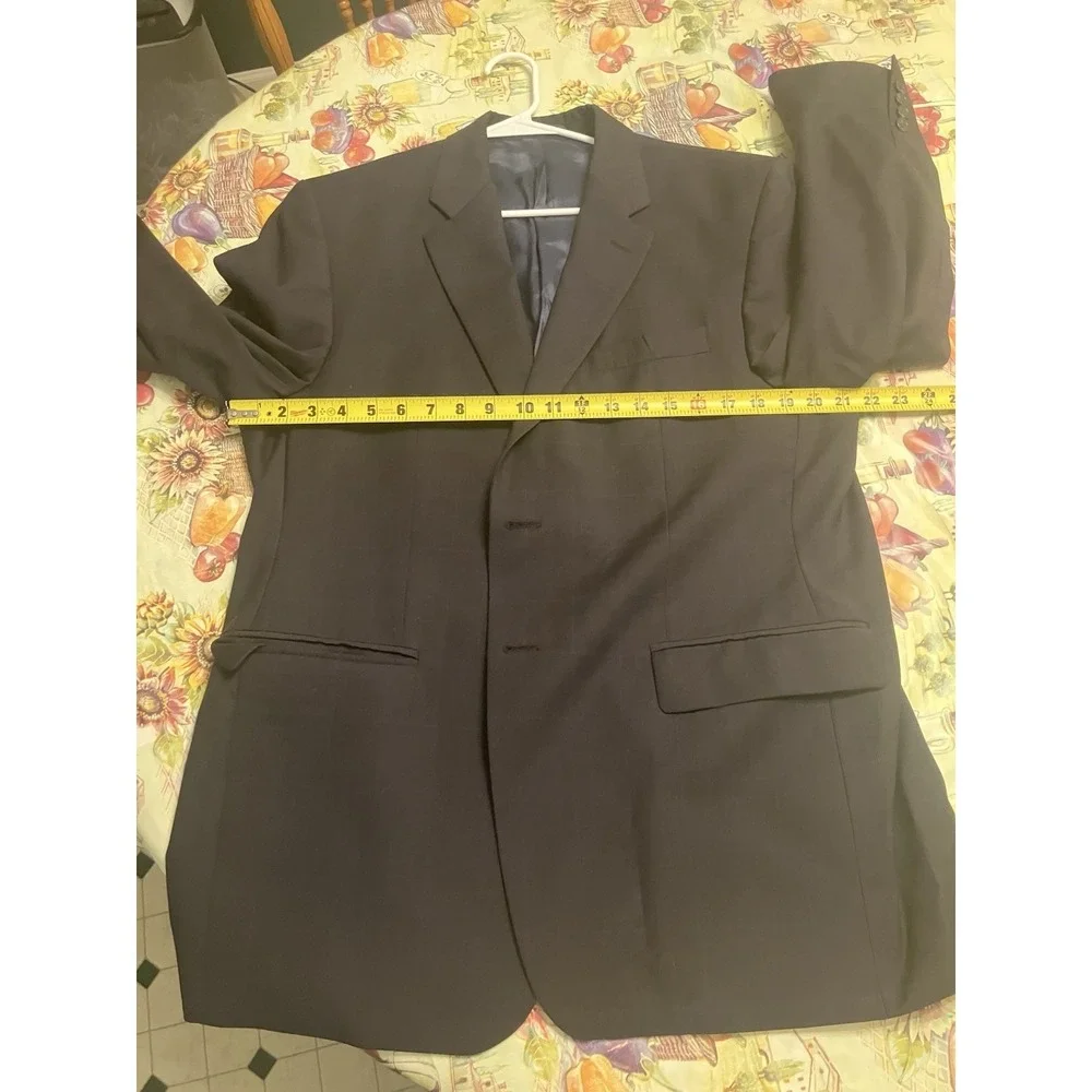 Lauren Ralph Lauren Windowpane 100% Wool Blazer 42R Navy Sport Coat
